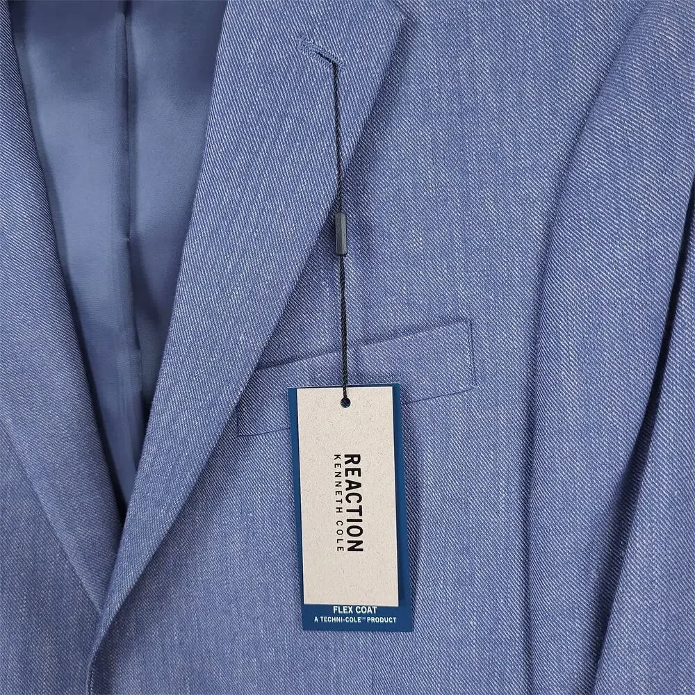 Kenneth Cole Reaction Mens Modern Fit Sport Coat 38R Light Blue Stretch Linen